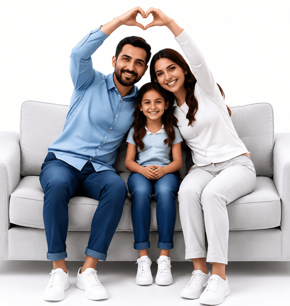 Happy family benefiting from healthcare