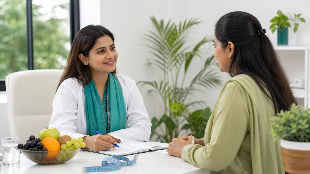 Health professional discussing healthy routines during a lifestyle consultation